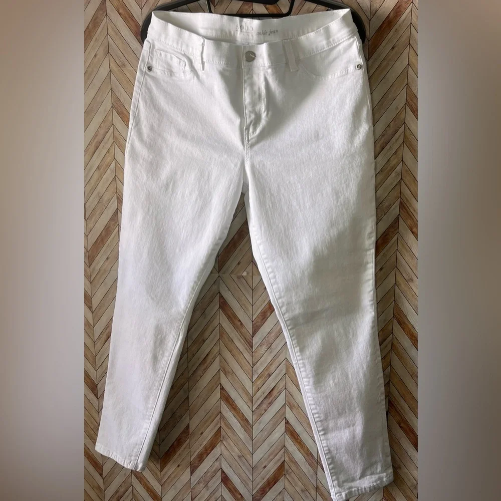 Soho Taper Ankle White Jeans Front And Back Pockets High Waisted Women's Size 12 - Picture 2 of 7